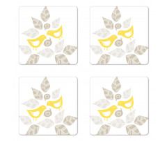 Art Deco Birds Leaves Coaster Set Of Four