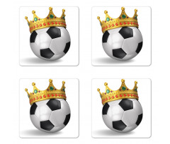 Football Soccer with Crown Coaster Set Of Four