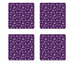 Abstract Lily Flowers Coaster Set Of Four