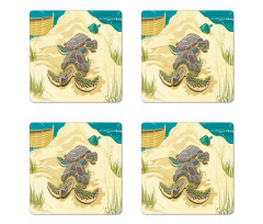 Sea Turtles Sand Boat Coaster Set Of Four