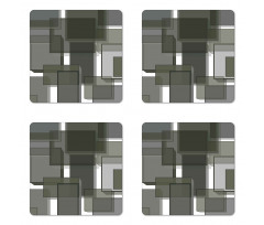 Cubes Modern Abstract Coaster Set Of Four