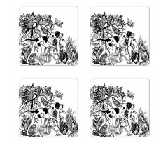 Dogs in Forest Coaster Set Of Four