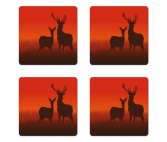 Deer Doe Autumn Coaster Set Of Four