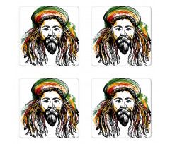 Rasta Man Sketch Portrait Coaster Set Of Four