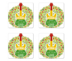 Reggae Music Guitar Coaster Set Of Four