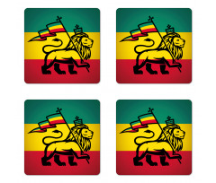 Judah Lion Rastafari Flag Coaster Set Of Four