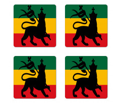 Judah Lion Reggae Flag Coaster Set Of Four