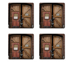 Monster Wood Door Coaster Set Of Four