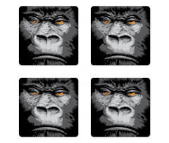 Wild Gorilla Orange Eyes Coaster Set Of Four