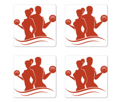 Muscled Man and Woman Coaster Set Of Four