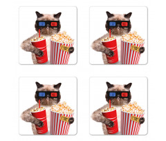 Cat Popcorn Coaster Set Of Four