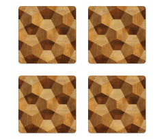 Wooden Rustic Pattern Coaster Set Of Four