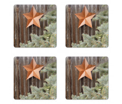 Star on Wood Coaster Set Of Four