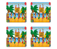 Luau Party Dance Coaster Set Of Four