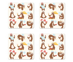 Funny Sluggard Animal Coaster Set Of Four