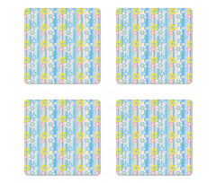 Abstract Spring Daisies Coaster Set Of Four