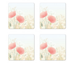 Wild Poppy Blooms Rural Coaster Set Of Four