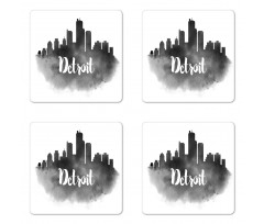 Black Smoky Cityscape Coaster Set Of Four