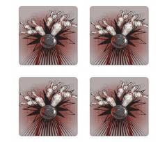 Ball Crash Pins Coaster Set Of Four