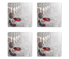 Grunge Objects Coaster Set Of Four