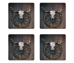 Rustic Skulll Coaster Set Of Four