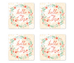 Hello My Love Typography Coaster Set Of Four