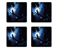 Quite Woodland Full Moon Coaster Set Of Four