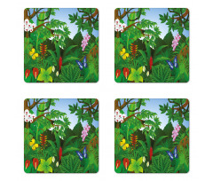 Lively Forest Trees Coaster Set Of Four