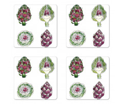 Vegetables Diet Food Coaster Set Of Four