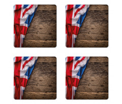 Flag on Oak Board Coaster Set Of Four