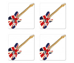 Electric Guitar Flag Coaster Set Of Four