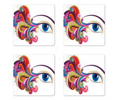 Woman's Eye Colorful Art Coaster Set Of Four