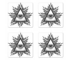 Triangles Tattoo Style Pattern Coaster Set Of Four