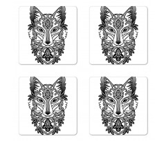 Ornamental Fox Face Curves Coaster Set Of Four