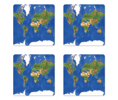 Continents Vegetation Coaster Set Of Four