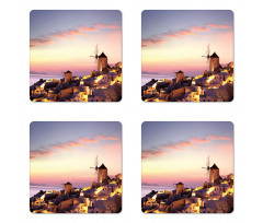 Santorini Greece View Coaster Set Of Four