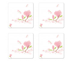 Soft Magnolia Leaves Coaster Set Of Four