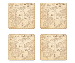 Grunge Treasure Map Coaster Set Of Four