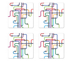 Abstract Colorful Subway Coaster Set Of Four