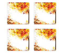 Abstract Fall Season Tree Coaster Set Of Four