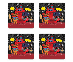 Monster Funny Characters Coaster Set Of Four