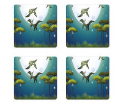 Flying Cartoon Animals Coaster Set Of Four