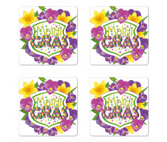 Blazon with Flowers Coaster Set Of Four