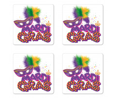 Fluffy Feathers Mask Coaster Set Of Four