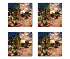 Majestic Sky Palm Trees Coaster Set Of Four