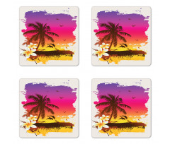 Tropical Beach Sunset Coaster Set Of Four