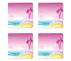 Fantasy Beach Island Coast Coaster Set Of Four