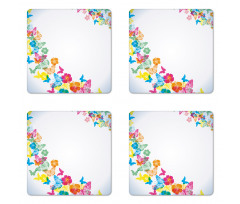 Colorful Butterfly Borders Coaster Set Of Four