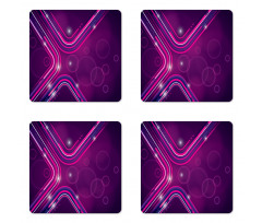 Purple Lines Circles Coaster Set Of Four