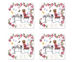 Terrier in Pink Dress Coaster Set Of Four